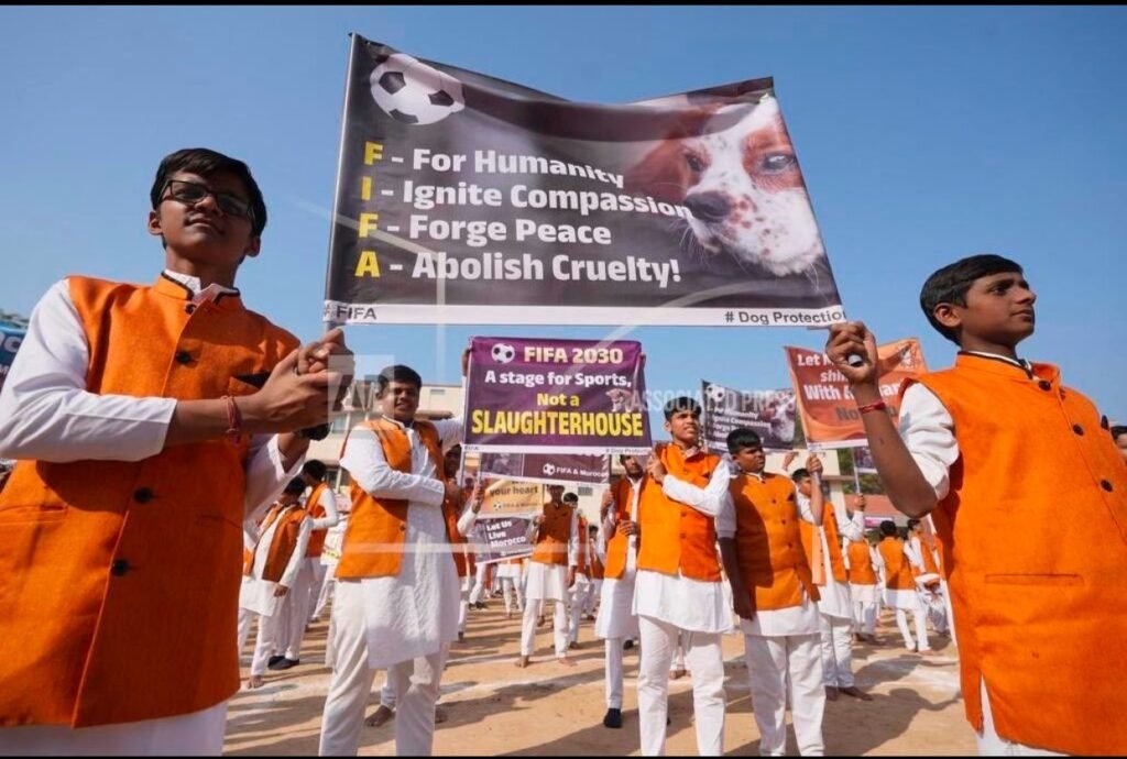 A massive turnout of students marching for the dogs in Ahmedabad, India