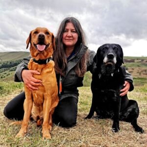 Rachel Bean with her dogs Chilli and Wisp